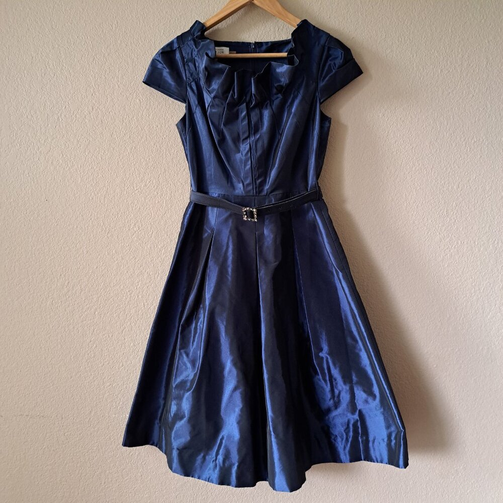 Rickie Freeman for Teri Jon Vintage Elegant Navy Blue Cocktail Dress 4